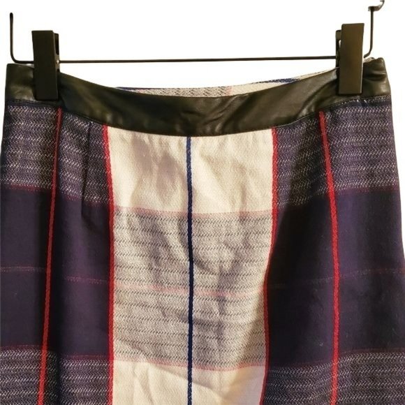 MERONA | Plaid Pencil Skirt w/faux leather skirt - Picture 3 of 4